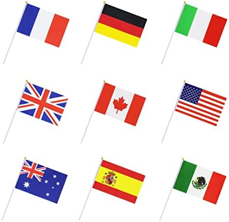 Bannière Nice 50 pays Drapeau du Stick international, Main tenu à la main Petite mini National Pennant Flags Bannières sur Stick, décorations de fête pour les défilés, olympique