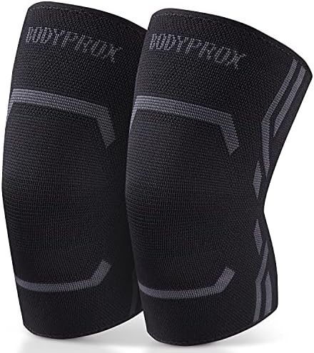 Bodyprox Lot de 2 genouillères de compression pour homme et femme, genouillère pour course à pied et entraînement (S)