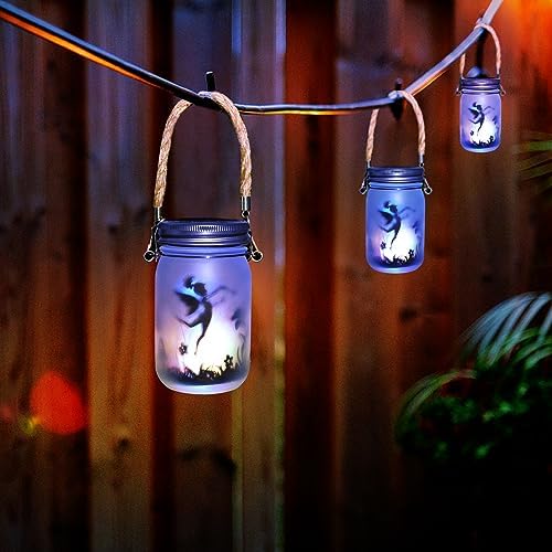 Comius Sharp 2 Pièces Lanterne Solaire Exterieur, Fée de Papillon Dans un Bocal, Lampe de Jardin Solaire LED Étanche à Suspendre, Étanche IP55, Pour Jardin, Intérieur et Extérieur Décoration (Couleur) – Image 3