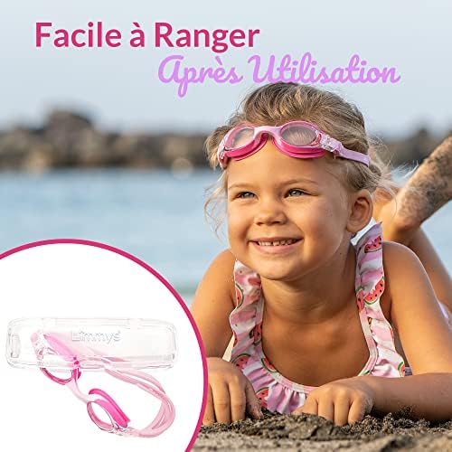Limmys Lunettes Piscine Enfants – Lunettes Natation Garçons Filles 3 à 12 ans – Lunettes Piscine Antibuée Sangle Réglable, Pont de Nez Flexible et Protection UV – Lunettes de Natation avec Étui – Image 3