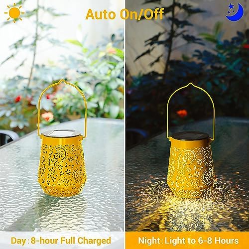 Lanterne Solaire, OxyLED 2 Couleurs Lanterne Solaire Exterieur Jardin IP44 Imperméables Lanterne Solaire Exterieur Lampe Solaires de Jardin Deco Jardin pour Table Patio Cour Clôture Vert Jaunâtre – Image 5