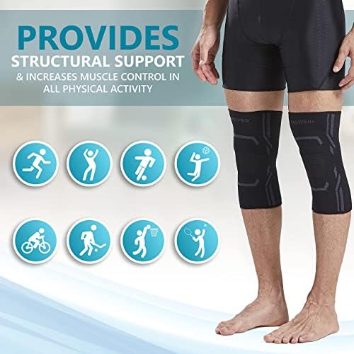 Bodyprox Lot de 2 genouillères de compression pour homme et femme, genouillère pour course à pied et entraînement (S) – Image 6