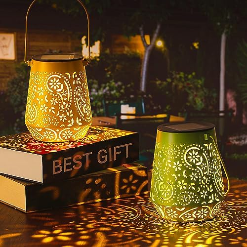 Lanterne Solaire, OxyLED 2 Couleurs Lanterne Solaire Exterieur Jardin IP44 Imperméables Lanterne Solaire Exterieur Lampe Solaires de Jardin Deco Jardin pour Table Patio Cour Clôture Vert Jaunâtre