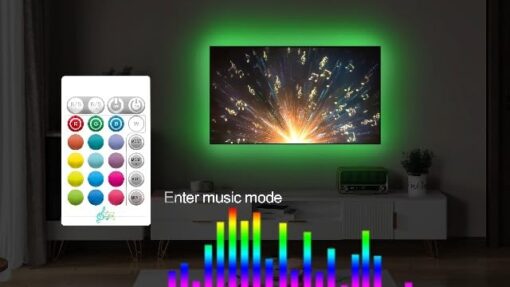 KANTUTOE Ruban LED TV, 5M TV LED pour 55"- 75" TV, musique sync Bluetooth app et télécommande TV LED Strip USB alimenté pour chambre/jeux – Image 7