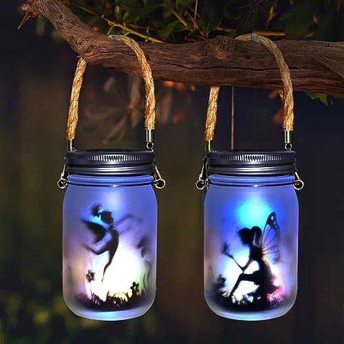 Comius Sharp 2 Pièces Lanterne Solaire Exterieur, Fée de Papillon Dans un Bocal, Lampe de Jardin Solaire LED Étanche à Suspendre, Étanche IP55, Pour Jardin, Intérieur et Extérieur Décoration (Couleur) – Image 2
