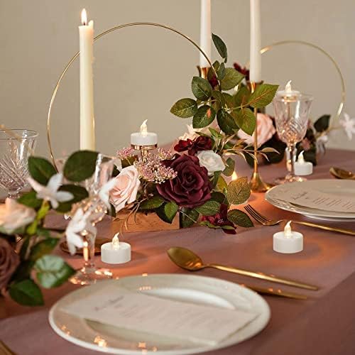 Abrief Lot de 50 bougies chauffe-plat à piles - Bougies chauffe-plat LED réalistes et lumineuses vacillantes sans flamme pour fêtes saisonnières et festives, lampe blanche chaude – Image 6