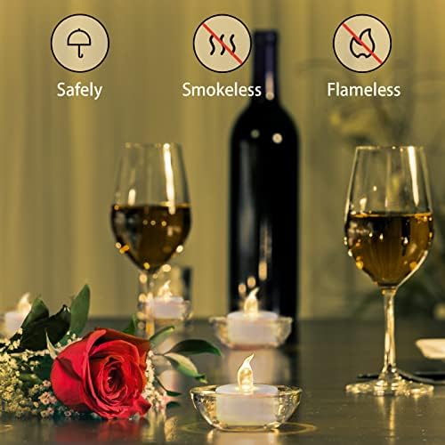 Abrief Lot de 50 bougies chauffe-plat à piles - Bougies chauffe-plat LED réalistes et lumineuses vacillantes sans flamme pour fêtes saisonnières et festives, lampe blanche chaude – Image 4