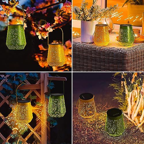Lanterne Solaire, OxyLED 2 Couleurs Lanterne Solaire Exterieur Jardin IP44 Imperméables Lanterne Solaire Exterieur Lampe Solaires de Jardin Deco Jardin pour Table Patio Cour Clôture Vert Jaunâtre – Image 2