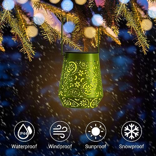 Lanterne Solaire, OxyLED 2 Couleurs Lanterne Solaire Exterieur Jardin IP44 Imperméables Lanterne Solaire Exterieur Lampe Solaires de Jardin Deco Jardin pour Table Patio Cour Clôture Vert Jaunâtre – Image 4