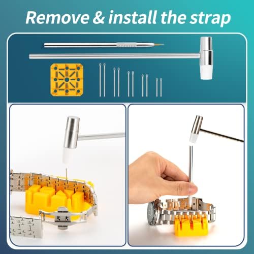 Eventronic Kit Montre, Kit Reparation Montre avec Chasse Goupille Montre, Professionnel Accessoires Montre Contient Chasse Goupille Montre, Barre à Ressort Outil, 20PCS Barrettes à Ressort – Image 6