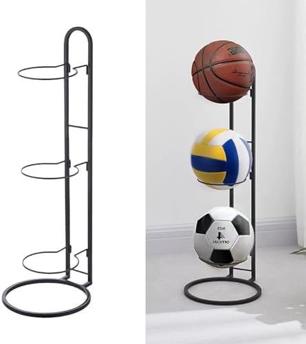 Sporgo Étagère de rangement de ballon de sport : support de basket-ball à 3 niveaux Support vertical de ballon de basket-ball Étagère de rangement pour ballon de basket-ball football volley-ball