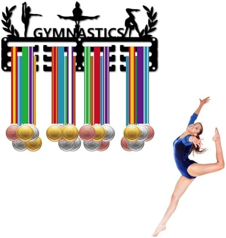 CREATCABIN Porte-Médailles Gymnastique,Présentoir Médailles en Métal à Suspendre en Fer,Petit Support Décoration pour Femme,Badge Mural pour la Maison,Cadeau Médaillé Course,Noir 29x13cm – Image 7