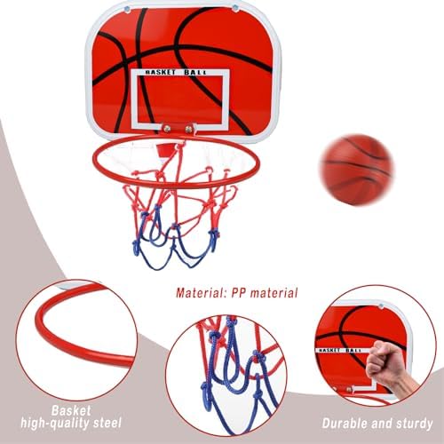 AolKee Panier de Basket Interieur, Mini Panier Basket, Panier Basket Interieur, Panier de Basket Enfant, Mini Panier de Basket pour Chambre, Porte avec 4 balles, Cadeau de Basketball, 40 * 28 cm – Image 2