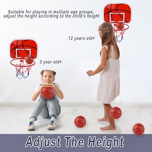 AolKee Panier de Basket Interieur, Mini Panier Basket, Panier Basket Interieur, Panier de Basket Enfant, Mini Panier de Basket pour Chambre, Porte avec 4 balles, Cadeau de Basketball, 40 * 28 cm – Image 5