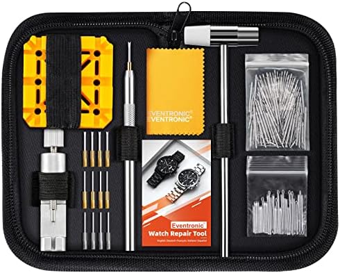 Eventronic Kit Montre, Kit Reparation Montre avec Chasse Goupille Montre, Professionnel Accessoires Montre Contient Chasse Goupille Montre, Barre à Ressort Outil, 20PCS Barrettes à Ressort
