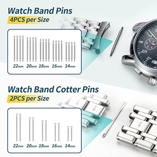 Eventronic Kit Montre, Kit Reparation Montre avec Chasse Goupille Montre, Professionnel Accessoires Montre Contient Chasse Goupille Montre, Barre à Ressort Outil, 20PCS Barrettes à Ressort – Image 7