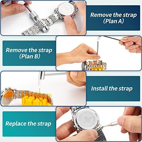 Eventronic Kit Montre, Kit Reparation Montre avec Chasse Goupille Montre, Professionnel Accessoires Montre Contient Chasse Goupille Montre, Barre à Ressort Outil, 20PCS Barrettes à Ressort – Image 2