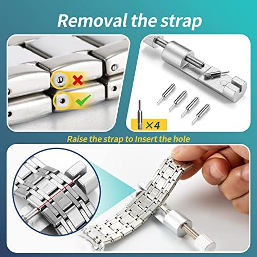 Eventronic Kit Montre, Kit Reparation Montre avec Chasse Goupille Montre, Professionnel Accessoires Montre Contient Chasse Goupille Montre, Barre à Ressort Outil, 20PCS Barrettes à Ressort – Image 4