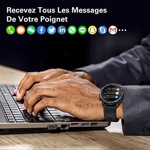 BRIBEJAT BT2 Montre Connectée Homme avec Appel,Montre Intelligente Étanche IP68,10 Mode Montre Sport Homme avec Podomètre Sommeil 128MB Mémoire Musicale,Smartwatch Fitness pour Android iOS,Noir – Image 7