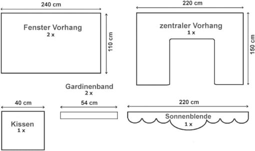 Sertplas Rideaux pour camions Convient pour toutes les marques de camions Décoration d'intérieur Blanc Pompons Bleu – Image 7