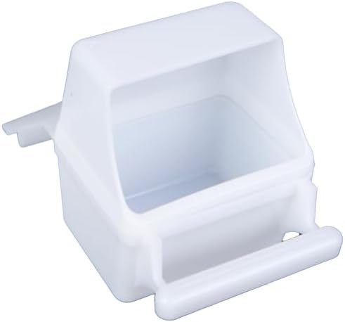 BAKAJI Cage volière pour Oiseaux, perroquets inséparables, calopsite, Cage perruches volatiles piédestal et Roues, Toit ouvrant et mangeoires, perchoirs en Bois, bac Amovible (Blanc) – Image 3