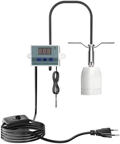 GlowUp 200W Réptilien Aquarium Ampoule Terrarium,Régulateur de Température Intelligence,Lampe Terrarium,E27 Ampoule Terrarium avec Entrée/Sortie,Pour Schlangen,Schildkröten,Eidechsen,Chamäleons,