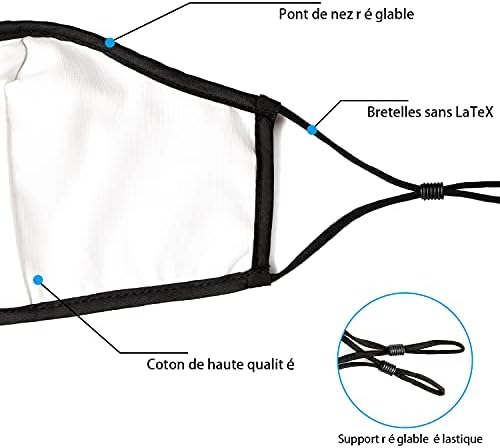 ANSTA Masque Tissu 5 Pièces Lavables Masques Faciaux en Coton Multifonctionnel Femmes Hommes Masque en tissu Lavable Tissu réutilisable unisexe Réglable Anti-poussière Doux Noir – Image 3