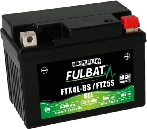 - FULBATBATTERIE MOTO FULBAT GEL FTX4L-BS / FTZ5S / YTX4L-BS (High Capacity) 12V 5,3AH 70A – Image 2