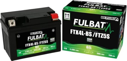 - FULBATBATTERIE MOTO FULBAT GEL FTX4L-BS / FTZ5S / YTX4L-BS (High Capacity) 12V 5,3AH 70A