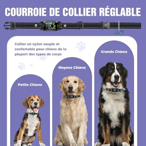 Tucnkac Collier Anti Aboiement Chien Rechargeable, Anti-Aboiement Collier avec 4 Modes, 5 Niveaux de Sensibilité, Détection Intelligente des Aboiements, Étanche IP67 pour Petit Moyen Grand Chiens – Image 5