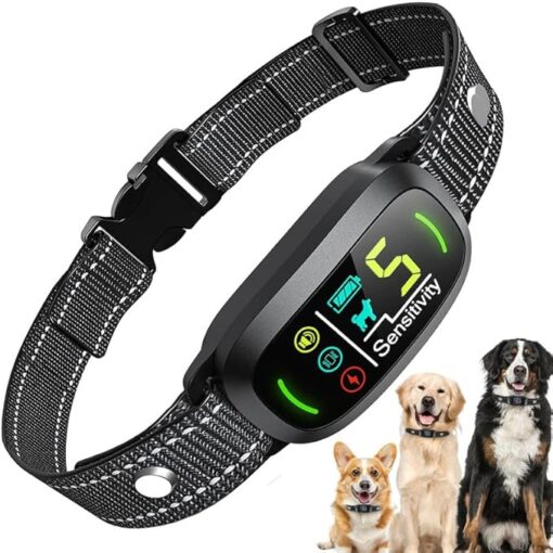 Tucnkac Collier Anti Aboiement Chien Rechargeable, Anti-Aboiement Collier avec 4 Modes, 5 Niveaux de Sensibilité, Détection Intelligente des Aboiements, Étanche IP67 pour Petit Moyen Grand Chiens