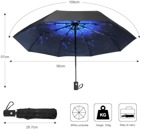 Aolso Parapluie de Voyage, Parapluie Anti-Tempête avec 8 Nervures, Ouverture/Fermeture Automatique, Petit - Compact, Parapluie Portable pour Hommes et Femmes, Parapluie Automatique Coupe-Vent – Image 2