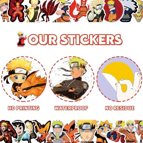 DINGFENG 100 Pièces Anime Graffiti Autocollants, Autocollant Narut, Imperméable et Crème Solaire Stickers Narut, Stickers Naruto, pour Velo Ordinateur Portable Valise Skate Bagages – Image 4