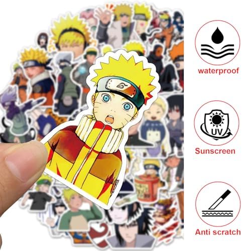 DINGFENG 100 Pièces Anime Graffiti Autocollants, Autocollant Narut, Imperméable et Crème Solaire Stickers Narut, Stickers Naruto, pour Velo Ordinateur Portable Valise Skate Bagages – Image 3