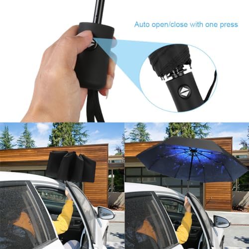 Aolso Parapluie de Voyage, Parapluie Anti-Tempête avec 8 Nervures, Ouverture/Fermeture Automatique, Petit - Compact, Parapluie Portable pour Hommes et Femmes, Parapluie Automatique Coupe-Vent – Image 6