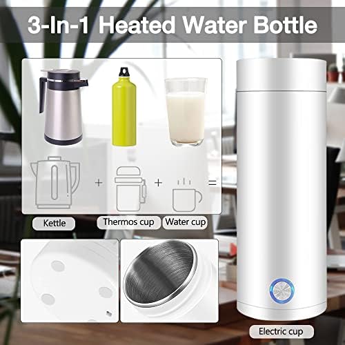 Bouilloire Portable de Voyage, 400ML Mini Bouilloire Electrique de Voyage, Petite Bouilloire Electrique de Voyage, ébullition Rapide de 3 Minutes avec Cordon d’Alimentation Séparable – Image 5