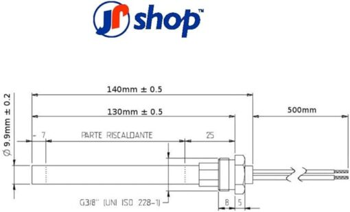 Jpshop Résistance à la bougie d'allumage pour poêle à granulés 270 W - Longueur 140 mm / 130 mm - Diamètre 9,9 mm - Filetage 3/8 - Pour AMG Ravelli Piazzetta Alder – Image 2