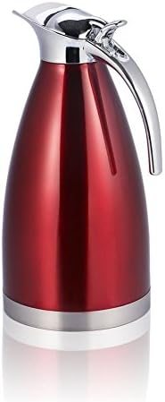 Thermos, 1.5L / 2L Théière Thermos en acier inoxydable Thermos à isolation sous vide à double paroi pour eau chaude et bouteille de thé avec couvercle par Haofy (2L-rouge)