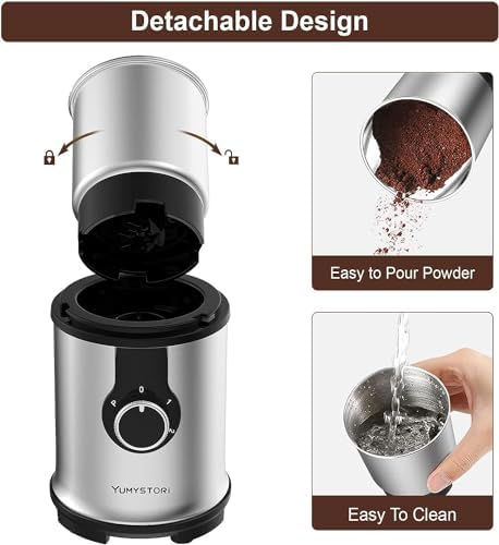 Moulin à Café Électrique 350W 2 Bols Amovibles 110g Grande Capacité Broyeur Multifonctionnel avec Qualité Alimentaire Lames en Acier Inoxydable Moulin à Café de Lin Noix Poivre Épices Café les – Image 6