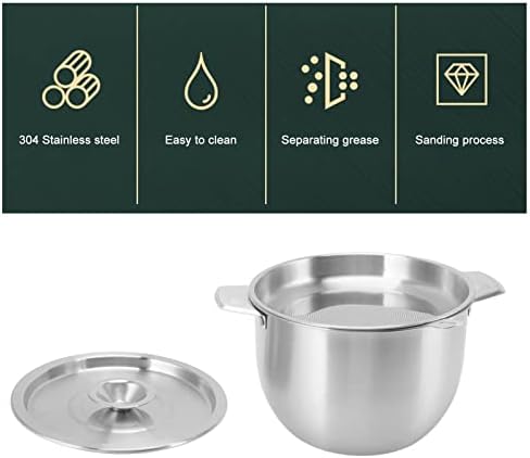 Récipient de Graisse avec Filtre, 2,8 L Filtre à Huile de Pot à Huile en Acier Inoxydable, Separateur de Graisse Dhuile à Mailles Fines avec Couvercle pour Stocker L'huile de Friture (Argent) – Image 4
