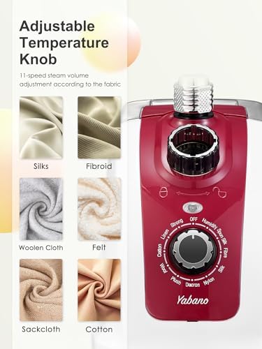 Yabano Défroisseur vertical et défroisseur à vapeur, 1950 W, vapeur constante 40 g/min, 11 fonctions vapeur, réservoir d'eau de 1,35 l, préchauffage rapide en 10 secondes, cuiseur vapeur vertical – Image 2