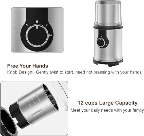 Moulin à Café Électrique 350W 2 Bols Amovibles 110g Grande Capacité Broyeur Multifonctionnel avec Qualité Alimentaire Lames en Acier Inoxydable Moulin à Café de Lin Noix Poivre Épices Café les – Image 4