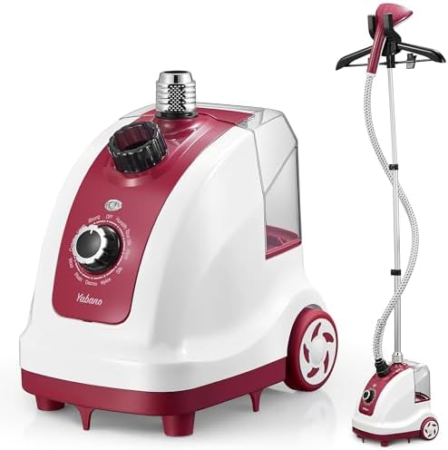 Yabano Défroisseur vertical et défroisseur à vapeur, 1950 W, vapeur constante 40 g/min, 11 fonctions vapeur, réservoir d'eau de 1,35 l, préchauffage rapide en 10 secondes, cuiseur vapeur vertical