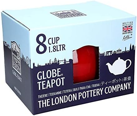 London Pottery Globe Grande théière avec passoire, en céramique, rouge, 8 tasses (1,8 litre) – Image 5