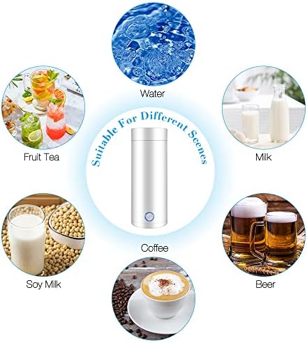 Bouilloire Portable de Voyage, 400ML Mini Bouilloire Electrique de Voyage, Petite Bouilloire Electrique de Voyage, ébullition Rapide de 3 Minutes avec Cordon d’Alimentation Séparable – Image 6