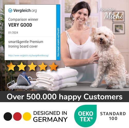 Smart&Gentle Housse Table à Repasser - XL/ 120x45 cm, Tissu Technologie Réfléchissante, 3 Clips de Fixation, Housse Table a Repasser Montage Rapide – Image 4