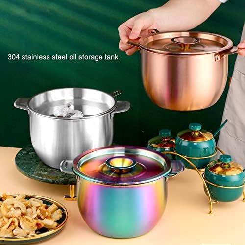 Récipient de Graisse avec Filtre, 2,8 L Filtre à Huile de Pot à Huile en Acier Inoxydable, Separateur de Graisse Dhuile à Mailles Fines avec Couvercle pour Stocker L'huile de Friture (Argent) – Image 6