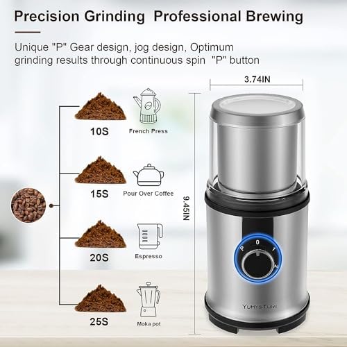 Moulin à Café Électrique 350W 2 Bols Amovibles 110g Grande Capacité Broyeur Multifonctionnel avec Qualité Alimentaire Lames en Acier Inoxydable Moulin à Café de Lin Noix Poivre Épices Café les – Image 5