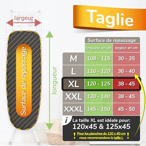 Smart&Gentle Housse Table à Repasser - XL/ 120x45 cm, Tissu Technologie Réfléchissante, 3 Clips de Fixation, Housse Table a Repasser Montage Rapide – Image 6