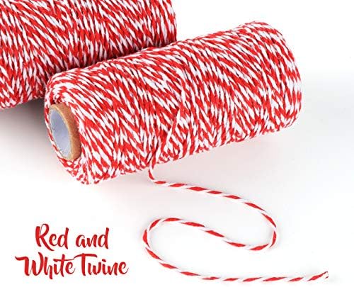 2 x Ficelle de Noël en Coton,ilauke 100M x 2 mm Ficelle Rouge et Blanche,Corde de Noël Rouge Ficelle de Coton pour l'Emballage Cadeaux,Bricolages,Cuisson,Bouchers,Décoration de Noël,Loisirs Créatifs – Image 5